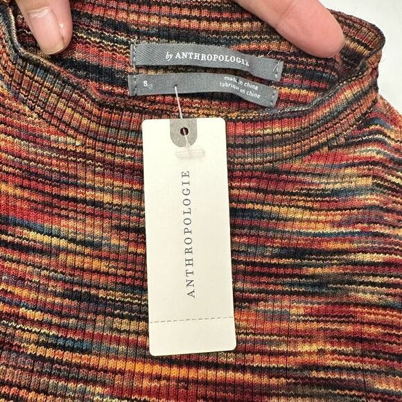 Anthropologie Tami Sleeveless Knit‎ Tunic Top Space Dyed Orange Ribbed sz S NEW - Picture 5 of 9